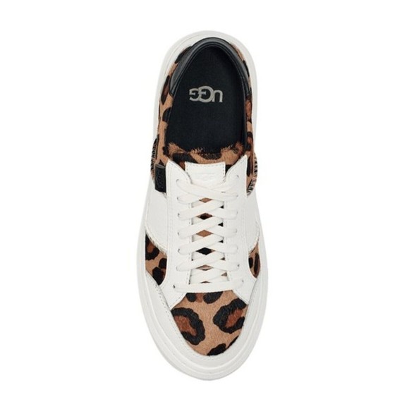 UGG White leather and Tan Leopard Print fur Sneakers - Picture 5 of 5